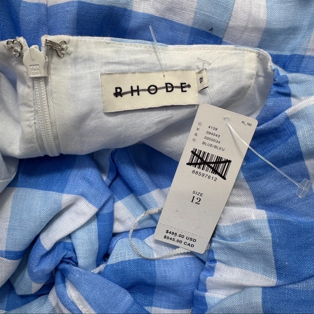 NWT Anthropologie RHODE Noa Linen Midi Dress Blue White - Picture 6 of 14